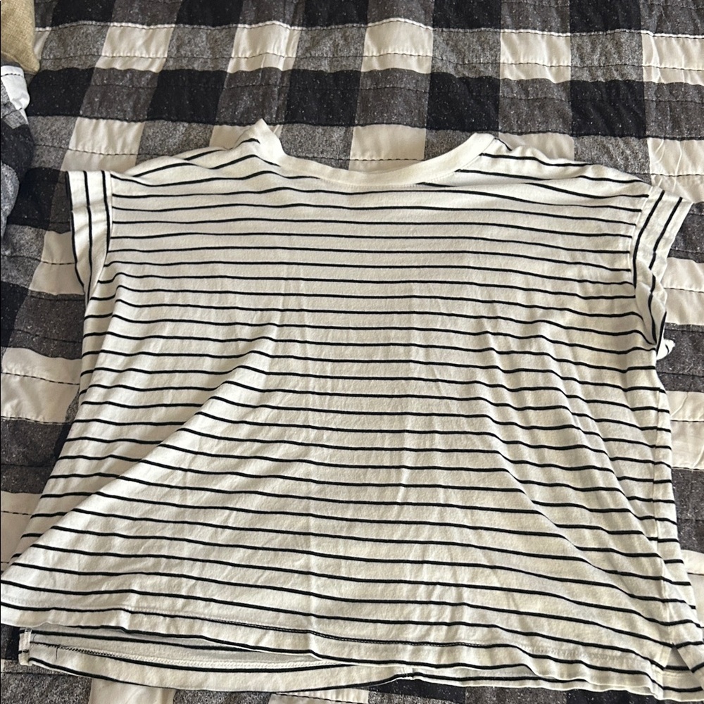 A New Day Black and White Striped Tee